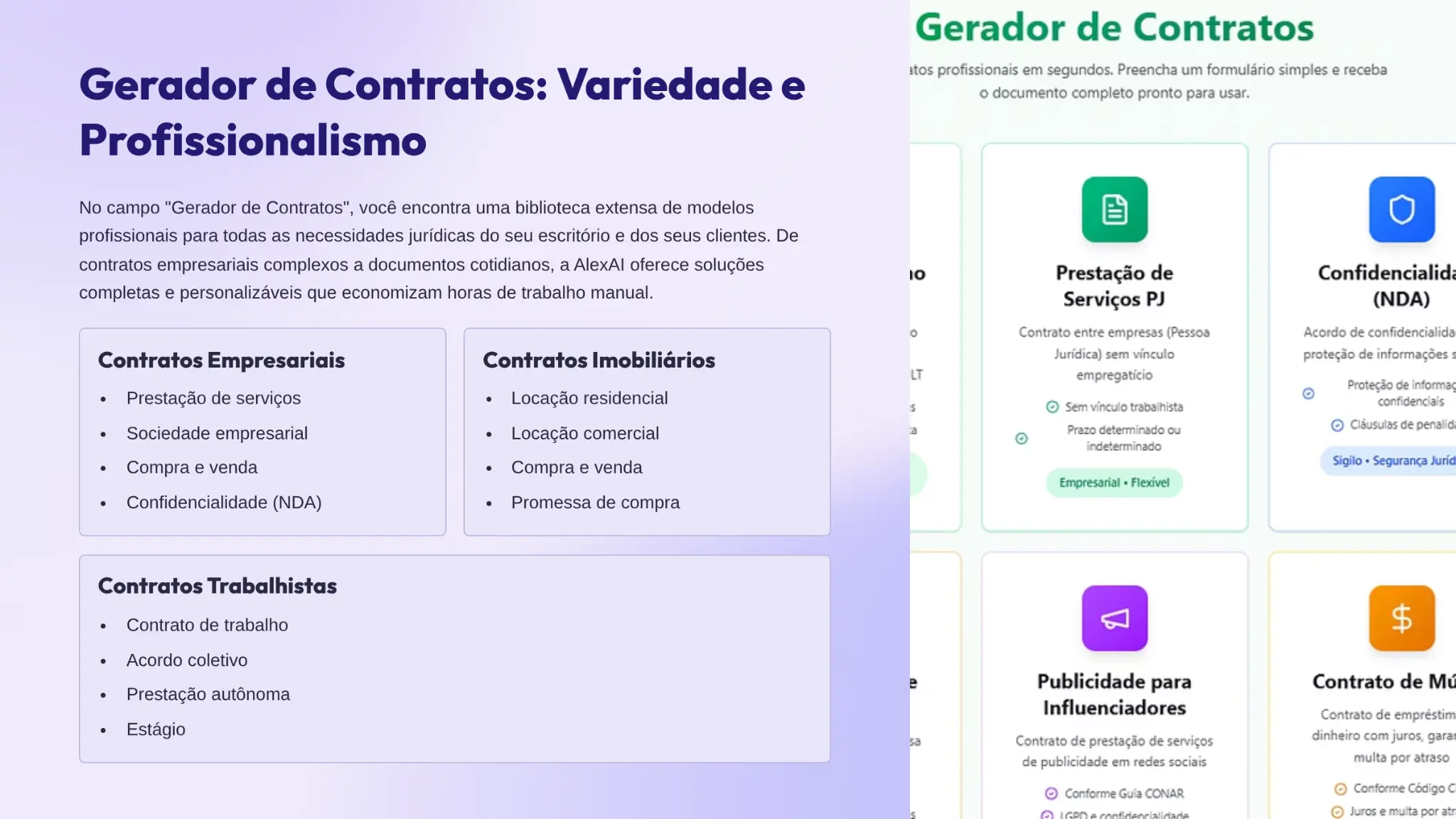 Gerador de Contratos: Variedade e Profissionalismo